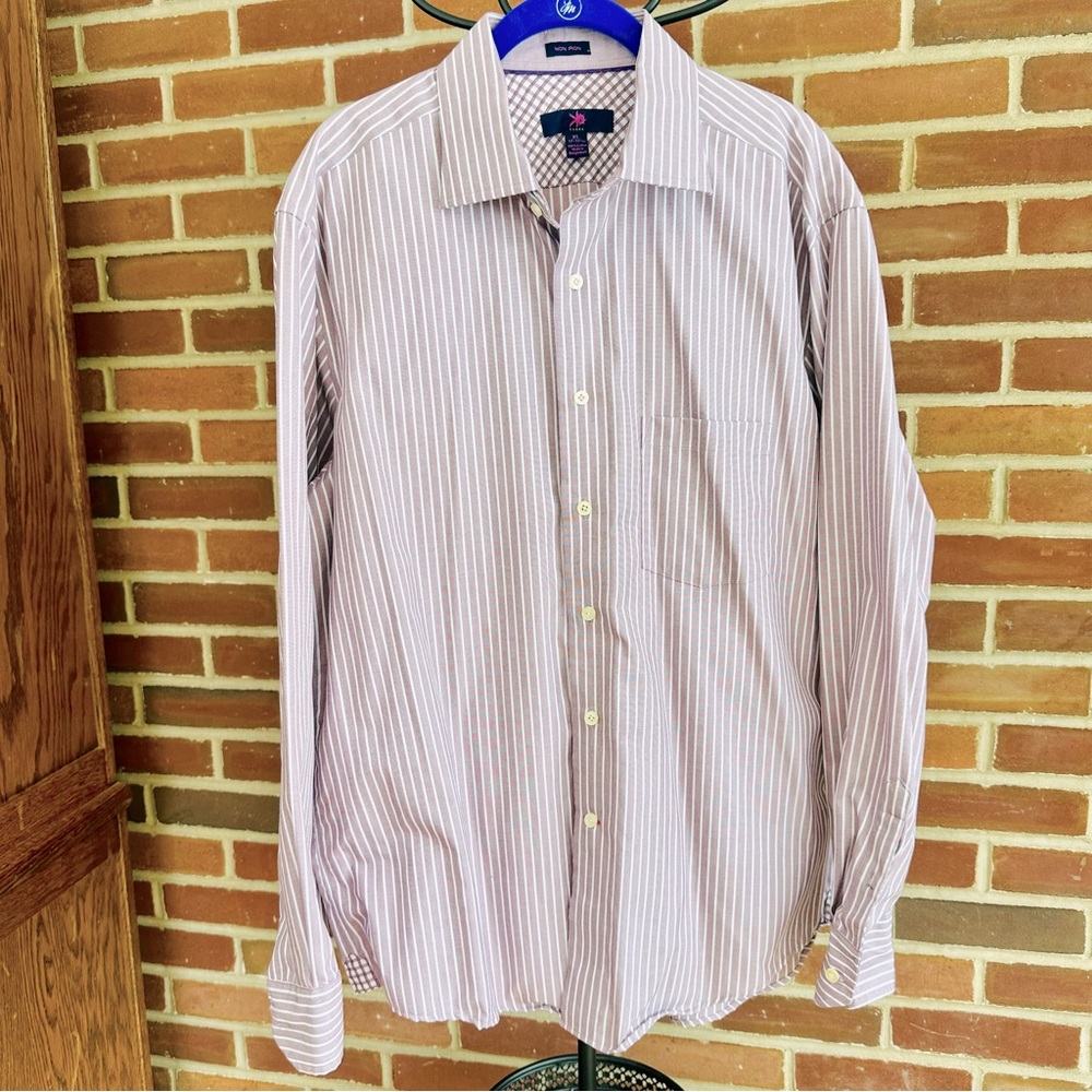 Edgar’s No Iron Cotton Long Sleeve Stripe Shirt